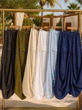 Boho Italian Puro Lino Linen Maxi Skirt